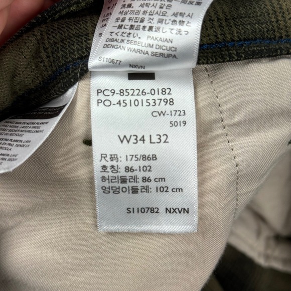 Levi's Pants Men 34x32 (34x30) Green Brown Plaid XX Chino Standard Taper - Picture 8 of 13